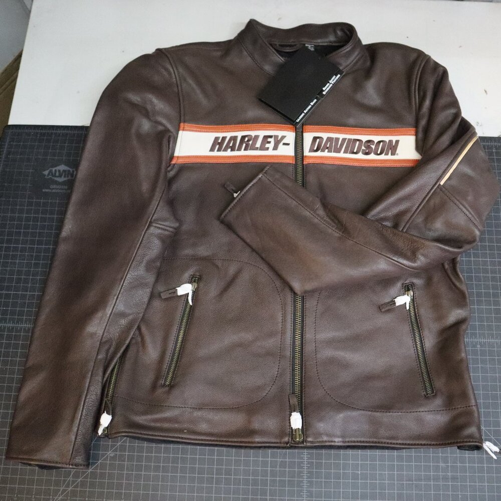 Harley Davidson Men's Victory Lane II Leather Jacket, Brown 98001-23VM